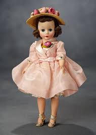 Brunette Cissette in Crisp Rose Sateen Theatre Costume by Alexander