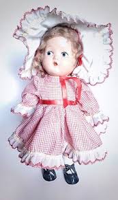 Vtg Composition Doll, 1930-40s, Painted Blue Side Glancing ...