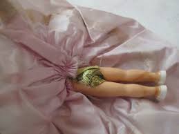 Vintage composition Sleepy Eyes Redhead Doll pink satin Dress with Lace | eBay