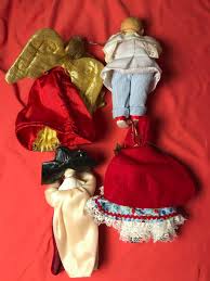 Doll Christmas Ornaments Various Clothed Porcelain/Wood Lot ...