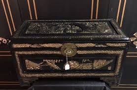 Vintage Hand Carved Chinese Wood Chest- Chinese ...