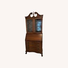 Antique Serpentine Walnut Secretary Desk - AptDeco
