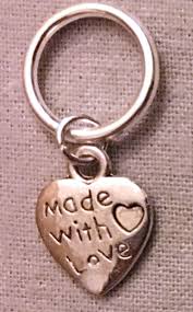 MADE WITH LOVE HEART STITCH MARKERS, Set of 2 - Pewter Charm on SP Ring KNIT | eBay