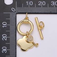1 Set 12.8mm 24k Gold Toggle Clasp With Shamrock & Cz Pave Key Charm, Supp-1005, 1006 - Etsy