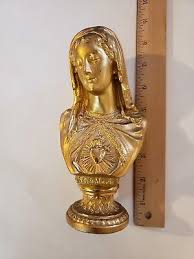 Large 9 Vintage Jennings Brothers Art Nouveau Madonna Mother Mary Bust Figurine | eBay