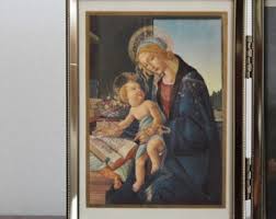 Miniature Virgin Mary Prints in Bi-fold Goldtone Metal Frame | Sandro Botticelli - Etsy