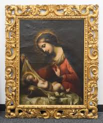Lot - After Carlo Dolci (Italian, 19th Century), Madonna of the Veil, Oil on Canvas, Inscribed on Verso Frame: 51 x 41 in. (129.5 x 104.1 cm.)