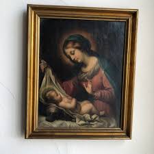 18th Century "Madonna of the Veil" Grand Tour Italian Figurative Oil Painting, Framed | Chairish