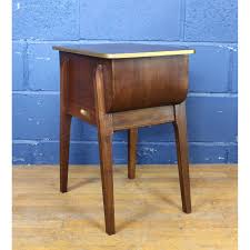 A Vintage Retro Oak & Mahogany Sewing Box With Lined ...