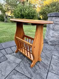 Buy Vintage Table Oval Solid Oak Wood Magazine Rack End/side or Lamp Table 24x26.5” Online in India - Etsy