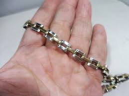 VINTAGE MEXICAN VERMEIL STERLING SILVER 17 INCH UNUSUAL LINK ...