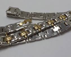 Vintage 18" Gold Tone & Silver Tone Link Necklace (7672) - Etsy