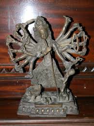 Vintage Metal Sculpture Hindu God Goddess w/ Multiple Arms ...