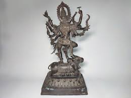 Mahakali Statue: 19" Brass Hindu Goddess Sculpture on Nandi ...