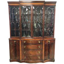 Flame Mahogany Breakfront China Cabinet Bookcase Secretary Desk at 1stDibs | what is a breakfront cabinet, secretary china cabinet, breakfront desk