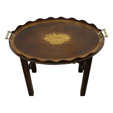 Georgian Style Inlaid Butlers Tray on Stand, 1890s, Set of 2 ...