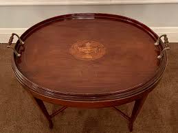 Antique Mahogany Tray Table With Inlay | Chairish