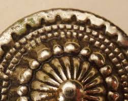 BUTTON TEXTURED ETHNOGRAPHIC Motif Metal Silvertone Textured ...