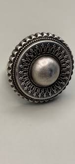 Victorian Aesthetic Movement Circular Brooch. White Metal ...