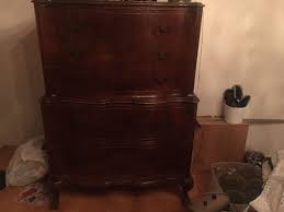 Antique Red Lion dresser with label