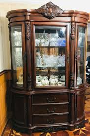Traditional European Antique Cherry China Cabinet Hutch Buffet with Lighting | eBay