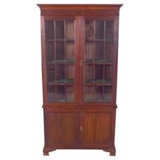 Antique Neoclassical Second Empire Mahogany and Leaded Glass 2-Door Bookcase C1890 at 1stDibs
