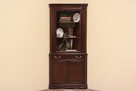 Mahogany Vintage Traditional Corner Cabinet, Glass Door