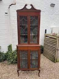 Antique Edwardian Mahogany Corner Cabinet: Astragal Glazed ...