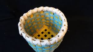 Hand Woven Basket: Golden Yellow & Light Turquoise Storage ...