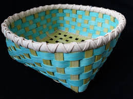 Hand Woven Basket: Tangerine and Royal Blue Reed Storage - Etsy