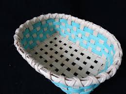 Hand Woven Basket: Light Turquoise & Natural Reed, Signed - Etsy