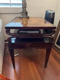 Small Vintage Mersman Tables #6651 Side End Table Harp Lyre Detail Base | EstateSales.org