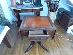 Antique Mahogany Drop Leaf Table W/ Tooled Leather Top and Leaves | eBay
