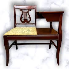 Antique 1940s Mahogany Telephone- Gossip Chair - AptDeco