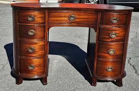 Mid 20th Century Solid Mahogany Federal Kidney Desk | Chairish