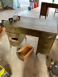 Mahogany desk prep for raw silk paint