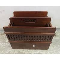 Rectangular Side Table with cubby hole on castored supports approx w:56cm d:47cm h:52cm A11