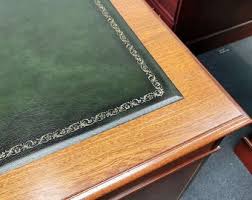 English Brown Mahogany Desk Antique Green Leather, 90 X 150 ...