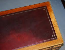 Vintage Burr Satinwood Kneehole Partner Desk with Oxblood ...