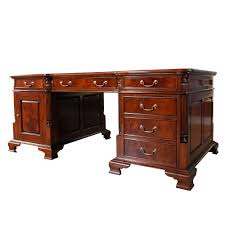 Mahogany Partners Desk, Niagara Furniture, leather top desk