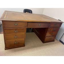 Late 19th Century Mid-Century Mahogany English Partners Desk | Chairish