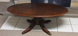 1960s Vintage Mahogany Oval Coffee Table With Brass Accents ...