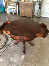 Wooden Flower Shape Accent Table With Drawers