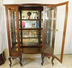 Antique Solid Mahogany Bow Front Mirrored Back China Display ...