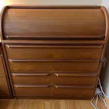 MCM Danish Teak Roll Top Desk | EstateSales.org