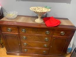 Mid Century Antique Table 6 Chairs 1 Extensions Buffet And ...