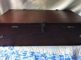 Vintage/Antique wood lap storage or writing desk with brass ...