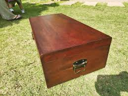Antique Wooden Storage Box 27.5" & Key Lock Large Memory ...