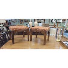 Pair of 1980s Ethan Allen Stools Bee Fabric | Chairish