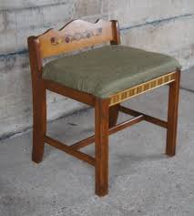 Vintage Late Art Deco Mahogany Waterfall Vanity Dressing Table & Bench Bakelite